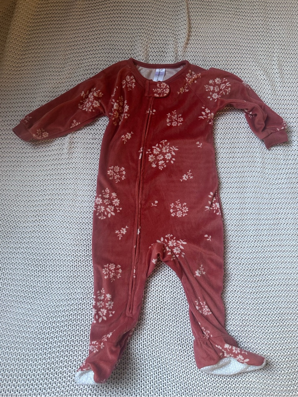 Cozy Floral Footed One-Piece in Rust